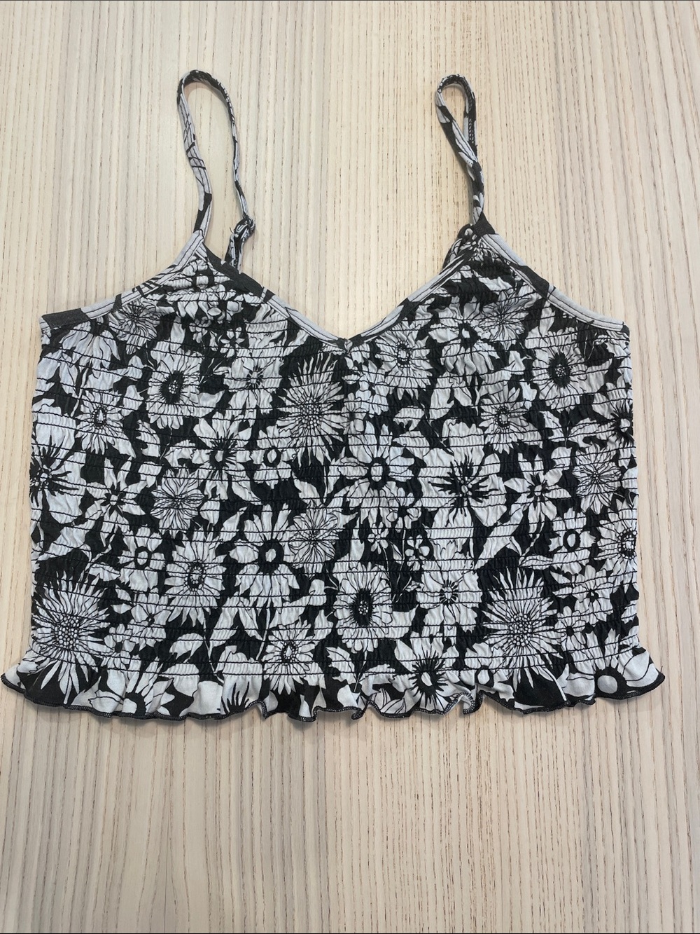 Black and flower flower print AE tank top